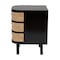Baxton Studio Nabila Modern Bohemian Black Bayur Wood and Natural Rattan 3-Drawer End Table Nightstand 227-12895-ZORO - alternate 4